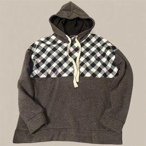 Doublju Charcoal and Black Checkered Women’s Hoodie